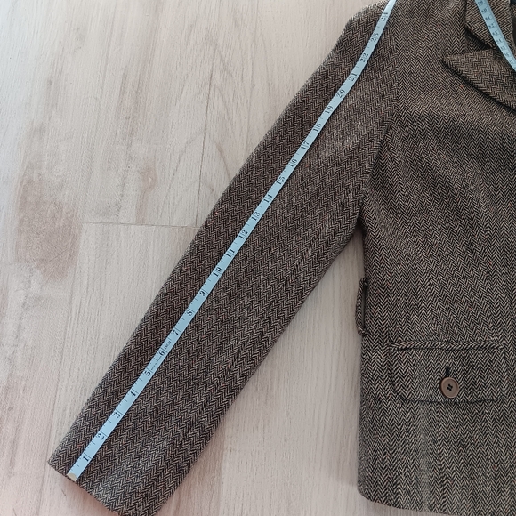 Anne Klein Wool Blazer Brown Tweed Tan Red Herringbone Pockets Lined Size 8 - Picture 11 of 13